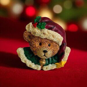 Vintage Boyds Bears Christmas Brooch Santa Hat Bear Pin Excellent Condition